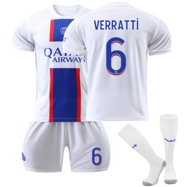 22/23 PSG Paris Saint German Verratti N. 6 2nd Away Game Kids Men Football Jersey Kits