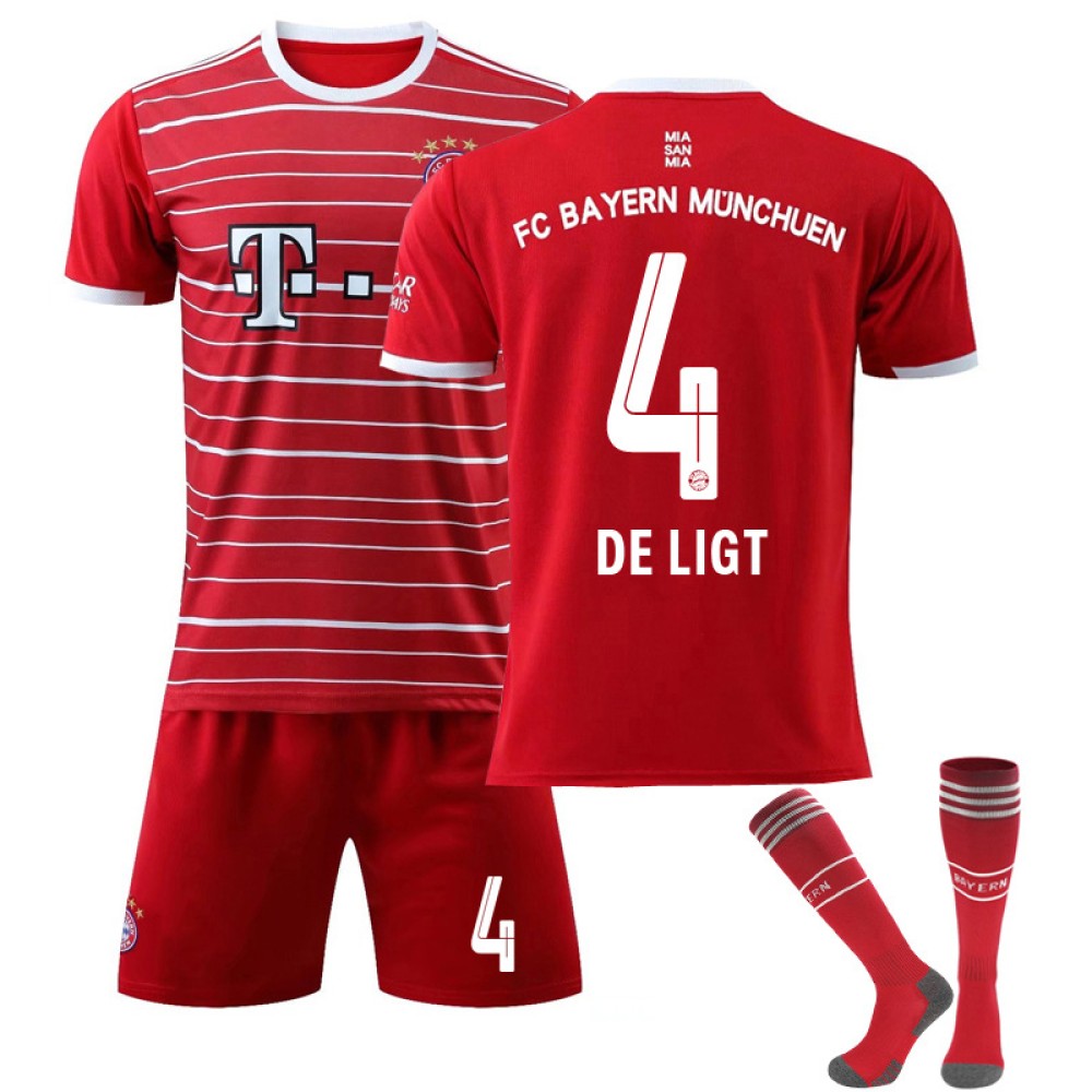 22/23 Bayern Munich DE Ligt N. 4 Home Field Kids Men Football Jersey Kits