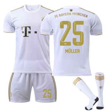 22/23 Bayern Munich Muller N. 25 Away Game Kids Men Football Jersey Kits