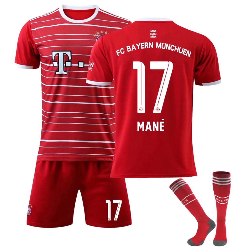 22/23 Bayern Munich Mane N. 17 Home Field Kids Men Football Jersey Kits