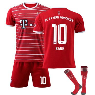 22/23 Bayern Munich Sane N. 10 Home Field Kids Men Football Jersey Kits