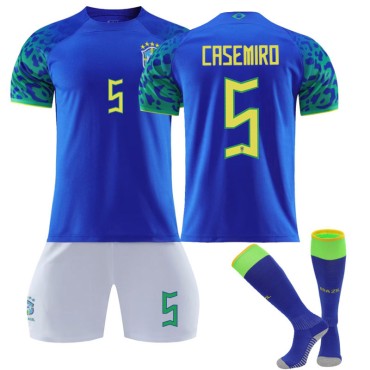 22/23 Brazil Casemiro N. 5 Away Game Kids Men Football Jersey Kits