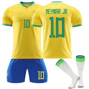 22/23 Brazil Neymar N. 10 Home Field Kids Men Football Jersey Kits