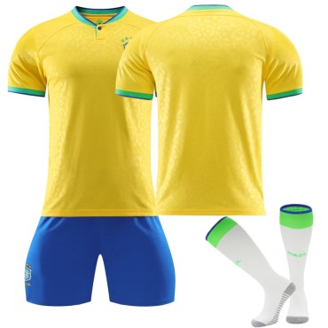 22/23 Brazil Home Field Kids Men Football Jersey Kits