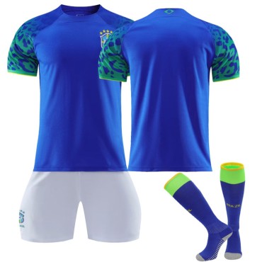 22/23 Brazil Away Game Kids Men Football Jersey Kits