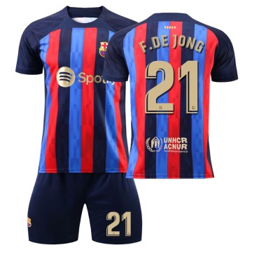 22/23 Barcelona F.DE Jong N. 21 Home Field Kids Men Football Jersey Kits