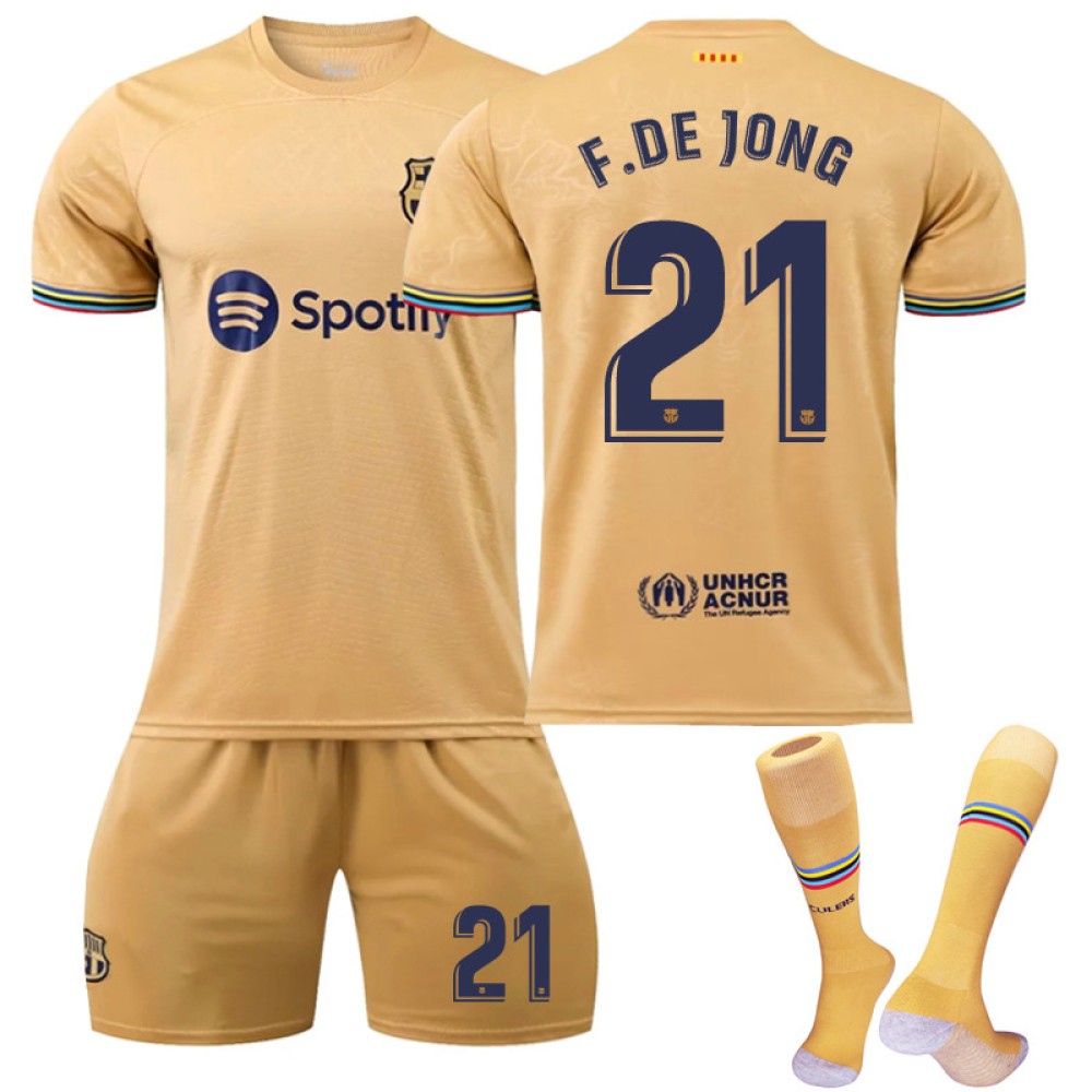 22/23 Barcelona F.DE Jong N. 21 Away Game Kids Men Football Jersey Kits