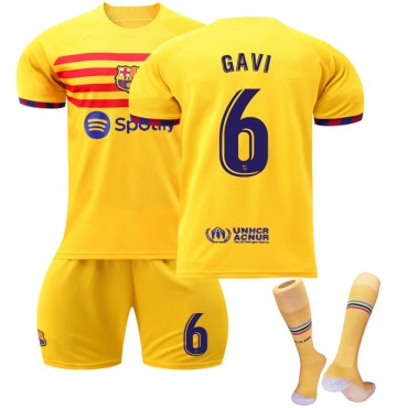 22/23 Barcelona Gavi N. 6 3rd Away Game Kids Men Football Jersey Kits