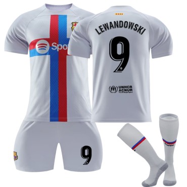 22/23 Barcelona Lewandowski N. 9 2nd Away Game Kids Men Football Jersey Kits