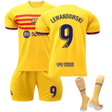 22/23 Barcelona Lewandowski N. 9 3rd Away Game Kids Men Football Jersey Kits