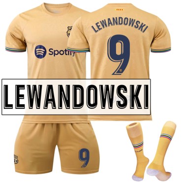 22/23 Barcelona Lewandowski N. 9 Away Game Kids Men Football Jersey Kits