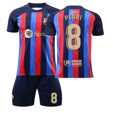 22/23 Barcelona Pedri N. 8 Home Field Kids Men Football Jersey Kits