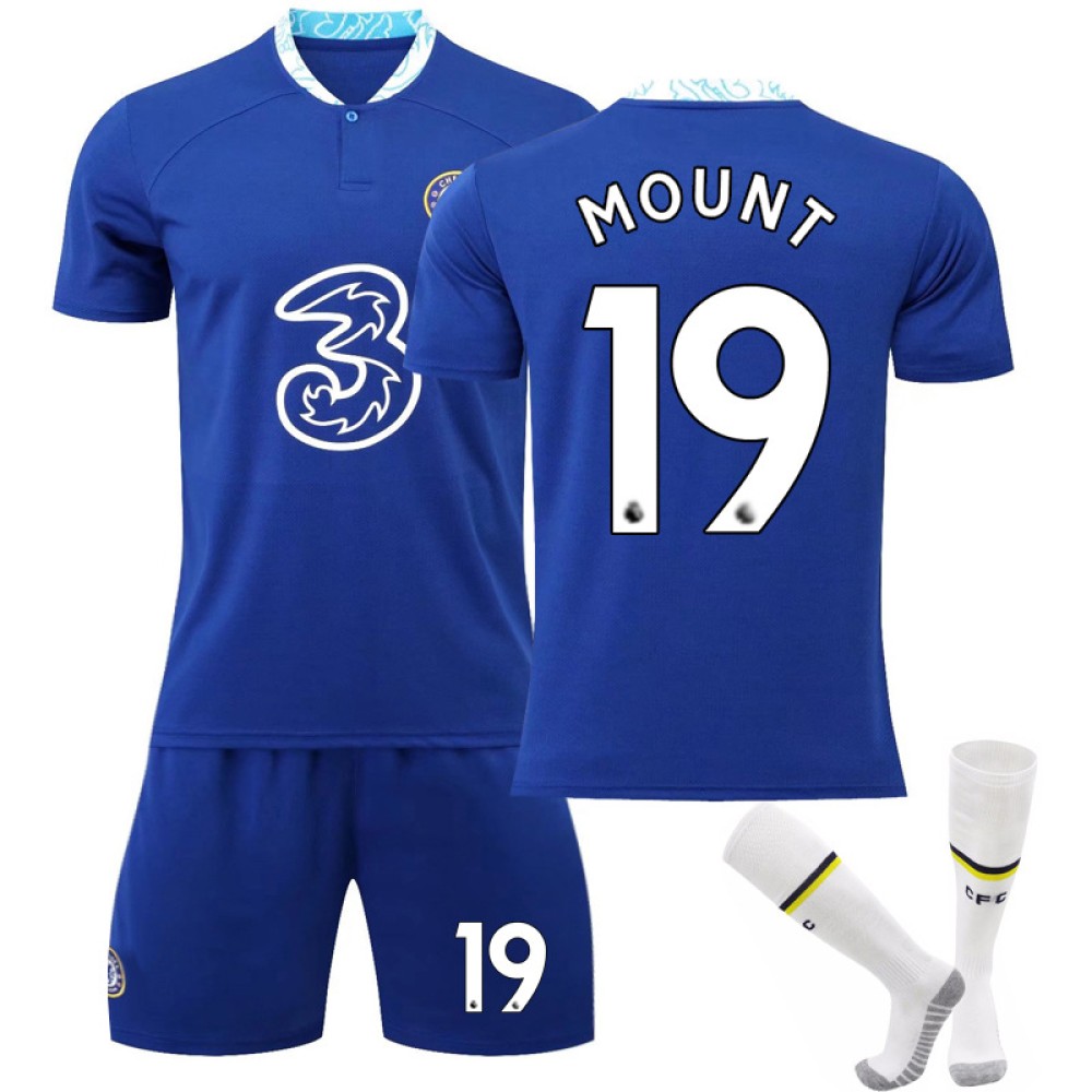 22/23 Chelsea Mount N. 19 Home Field Kids Men Football Jersey Kits