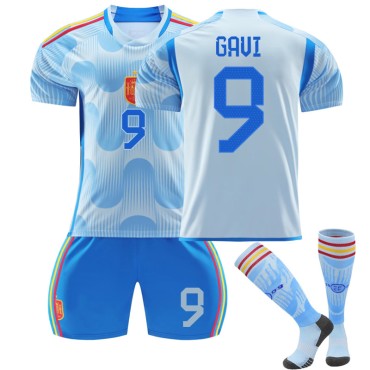 22/23 Spain Gavi N. 9 Away Game Kids Men Football Jersey Kits