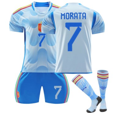 22/23 Spain Morata N. 7 Away Game Kids Men Football Jersey Kits