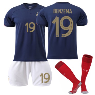 22/23 France Benzema N. 19 Home Field Kids Men Football Jersey Kits