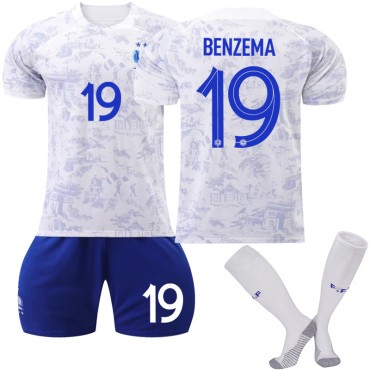 22/23 France Benzema N. 19 Away Game Kids Men Football Jersey Kits