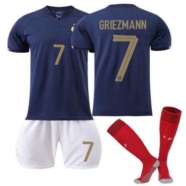 22/23 France Griezmann N. 7 Home Field Kids Men Football Jersey Kits