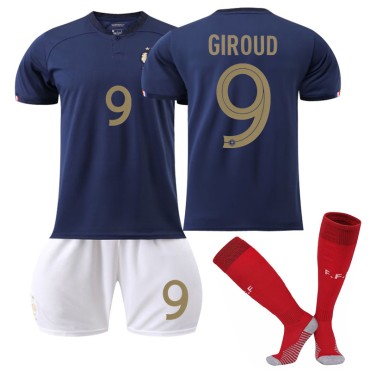 22/23 France Giroud N. 9 Home Field Kids Men Football Jersey Kits