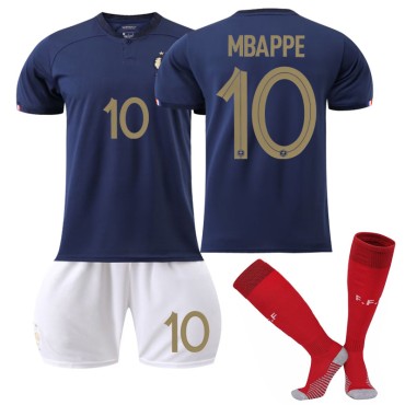 22/23 France Mbappe N. 10 Home Field Kids Men Football Jersey Kits