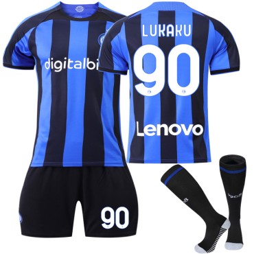 22/23 Intel Milan Lukaku N. 90 Home Field Kids Men Football Jersey Kits