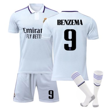 22/23 Real Madird Benzema N. 9 Home Field Kids Men Football Jersey Kits