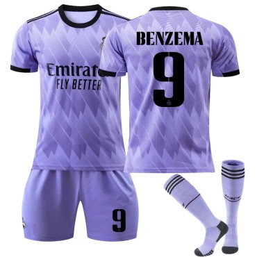 22/23 Real Madird Benzema N. 9 Away Game Kids Men Football Jersey Kits