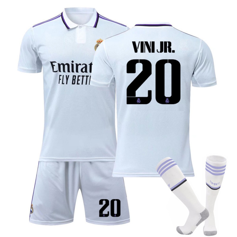 22/23 Real Madird Vini.Jr N. 20 Home Field Kids Men Football Jersey Kits