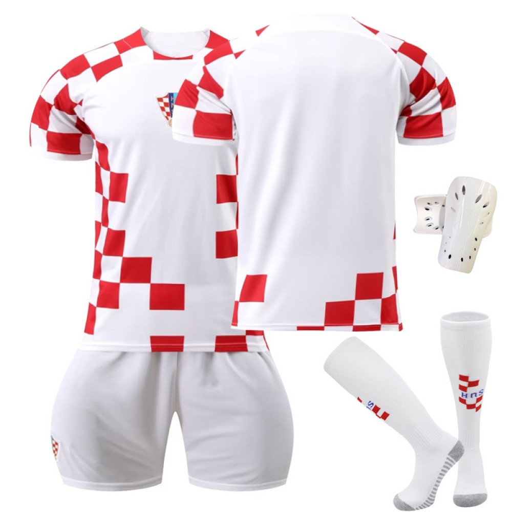 22/23 Croatia Home Field Kids Men Football Jersey Kits