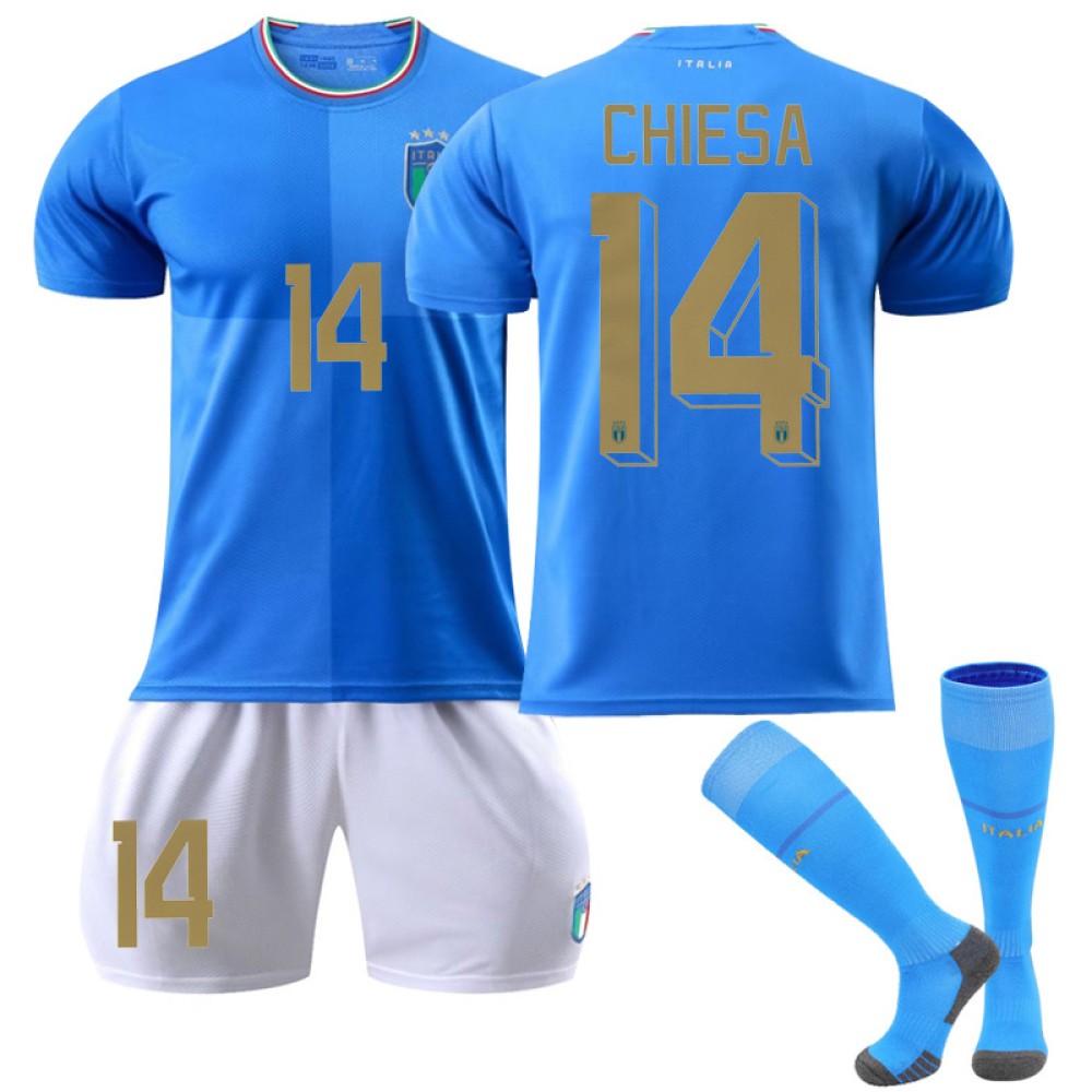 22/23 Italy Chiesa N. 14 Home Field Kids Men Football Jersey Kits