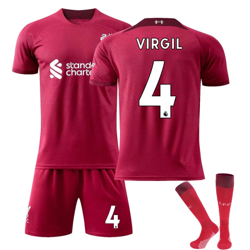 22/23 Liverpool Virgil N. 4 Home Field Kids Men Football Jersey Kits