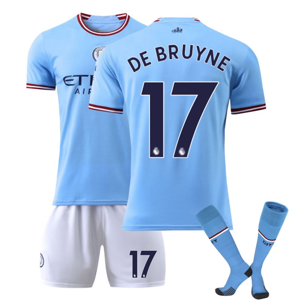 22/23 Manchester City DE Bruyne N. 17 Home Field Kids Men Football Jersey Kits