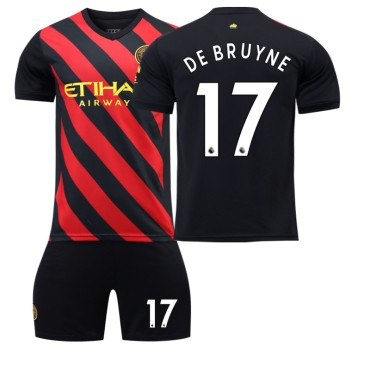 22/23 Manchester City DE Bruyne N. 17 Away Game Kids Men Football Jersey Kits