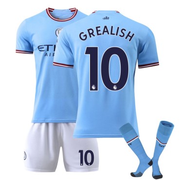 22/23 Manchester City Grealish N. 10 Home Field Kids Men Football Jersey Kits