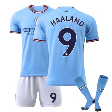 22/23 Manchester City Haaland N. 9 Home Field Kids Men Football Jersey Kits