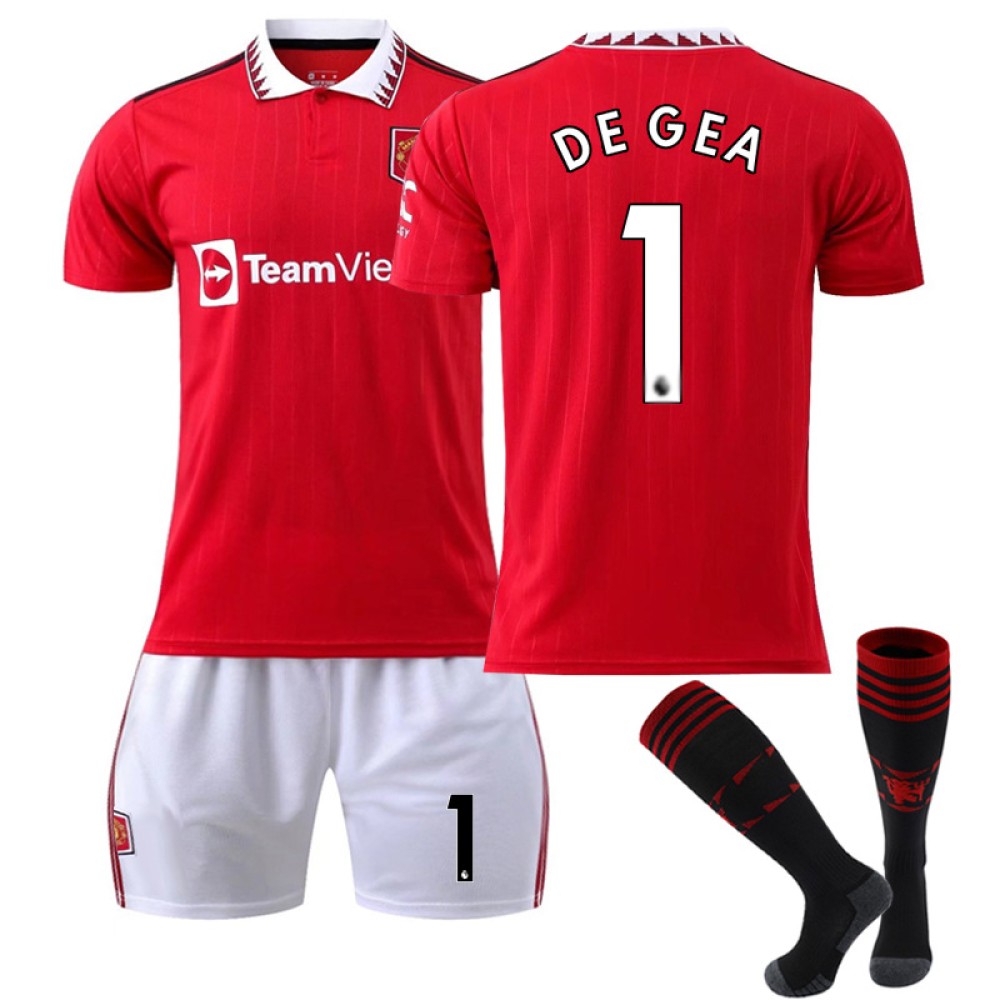 22/23 Manchester United DE Gea N. 1 Home Field Kids Men Football Jersey Kits