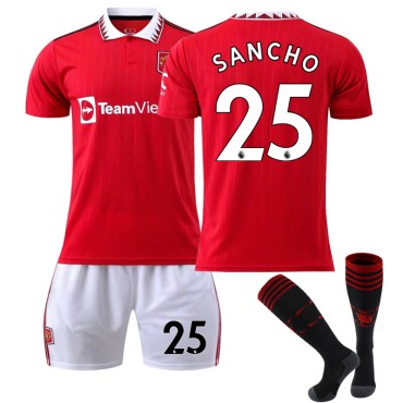 22/23 Manchester United Sancho N. 25 Home Field Kids Men Football Jersey Kits