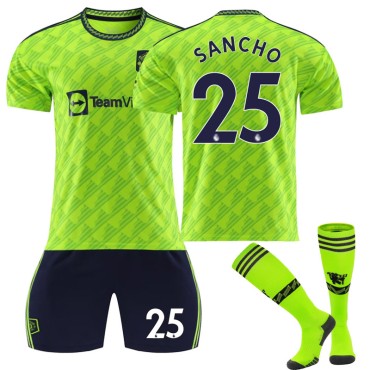 22/23 Manchester United Sancho N. 25 2nd Away Game Kids Men Football Jersey Kits