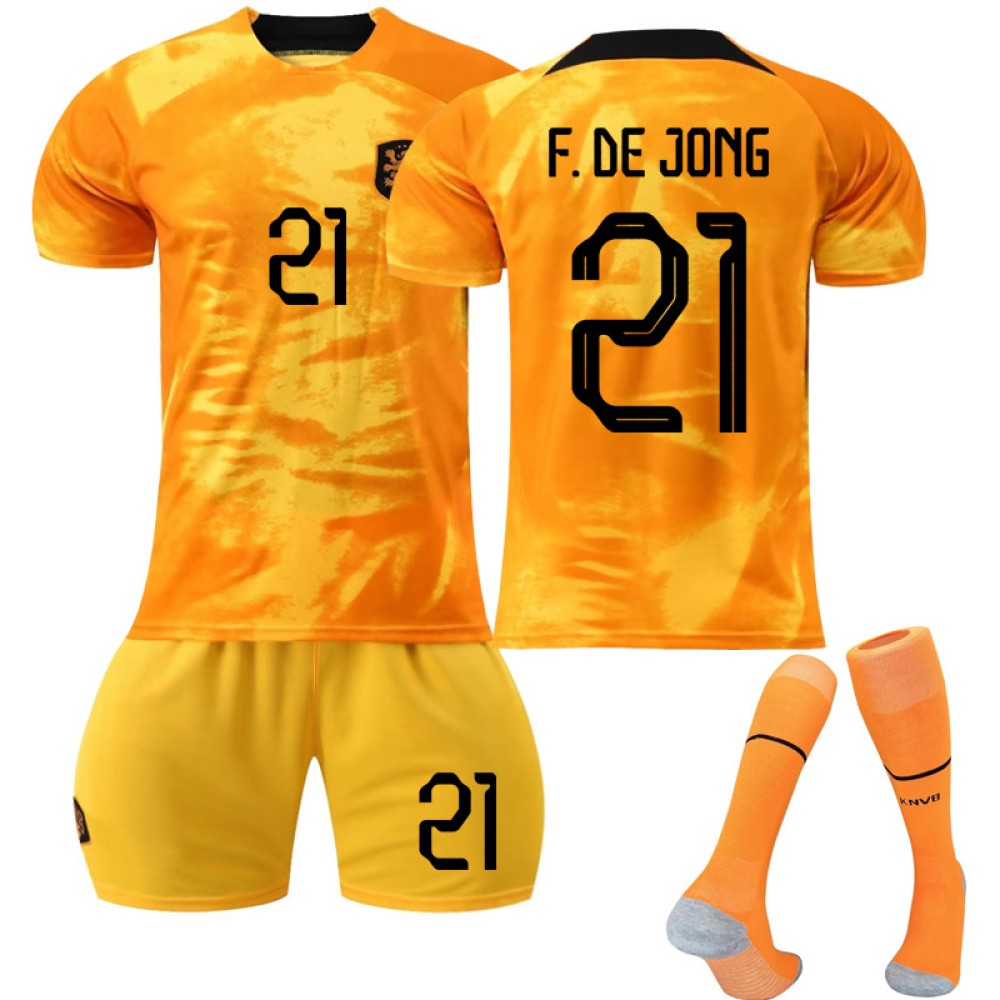 22/23 Netherland F.DE Jong N. 21 Home Field Kids Men Football Jersey Kits