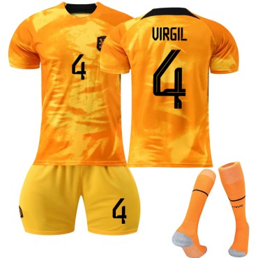 22/23 Netherland Virgil N. 4 Home Field Kids Men Football Jersey Kits