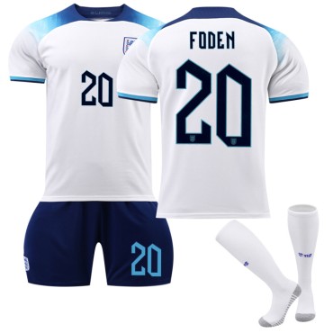 22/23 England Foden N. 20 Home Field Kids Men Football Jersey Kits