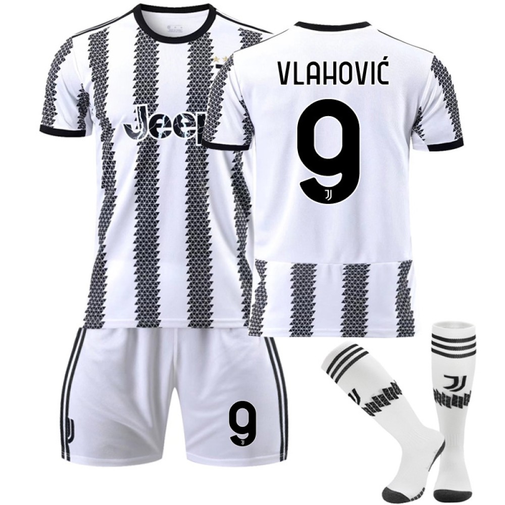 22/23 Juventus Vlahovic N. 9 Home Field Kids Men Football Jersey Kits