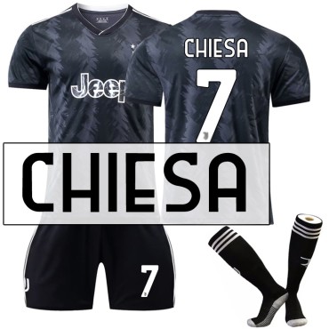 22/23 Juventus Chiesa N. 7 Away Game Kids Men Football Jersey Kits